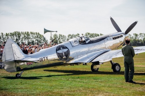 Silver Spitfire starts round-the-world flight from Goodwood